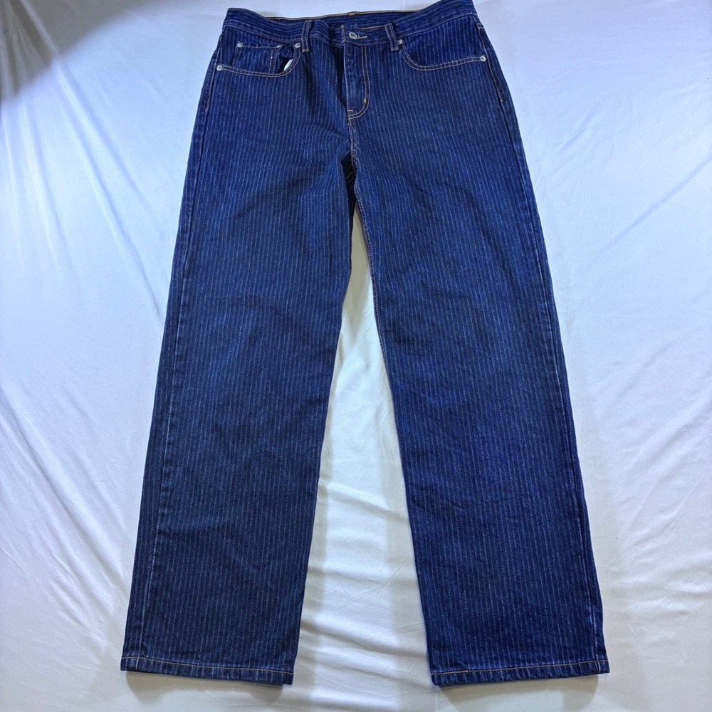 Levi's Pinstripe Straight Leg Jeans Dark Wash Blue W31 L30 A0964-2378